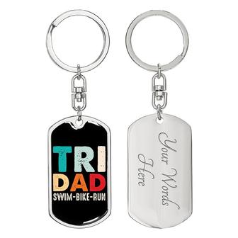 Custom Tri Dad Swim Bike Run With Back Engraving | Birthday Gifts For Dad | Personalized Dad Dog Tag Keychain | Seseable UK