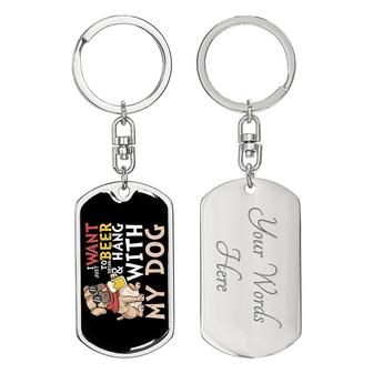 Custom Beer And Hang Out With My Dog Keychain With Back Engraving | Birthday Gift For Dog Lovers | Personalized Dog Dog Tag Keychain | Seseable UK