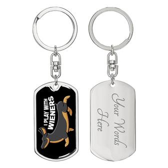 Custom I Play With Wieners Keychain With Back Engraving | Birthday Gift For Dog Lovers | Personalized Dog Dog Tag Keychain | Seseable UK