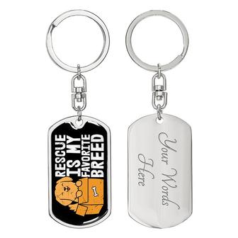Custom Rescue Is My Favorite Breed Keychain With Back Engraving | Birthday Gift For Dog Lovers | Personalized Dog Dog Tag Keychain | Seseable CA
