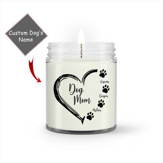 Custom Dog Mom Heart Candle | Custom Name | Dog Mom Mothers Day Gifts | Personalized Dog Mom Candle - Seseable