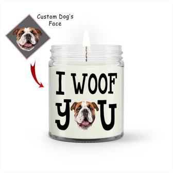 Custom I Woof You Dog Mom Photo Candle | Custom Photo | Dog Mom Gifts | Personalized Dog Mom Candle - Seseable