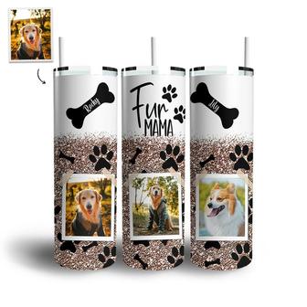 Custom Fur Mama Dog Bone Polaroid Photo Skinny Tumbler | Custom Photo | Dogs Mom Gifts | Personalized Dog Mom Skinny Tumbler - Seseable