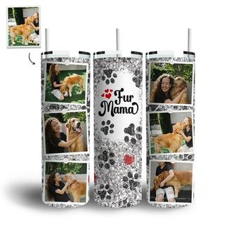 Custom Fur Mama Paw Print Polaroid Photo Skinny Tumbler | Custom Photo | Dogs Mom Gifts | Personalized Dog Mom Skinny Tumbler - Seseable