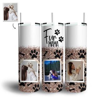 Custom Fur Mama Polaroid Photo Skinny Tumbler | Custom Photo | Dog Mom Gifts | Personalized Dog Mom Skinny Tumbler - Seseable