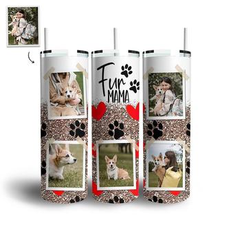 Custom Fur Mama Red Heart Polaroid Photo Skinny Tumbler | Custom Photo | Dog Mom Gifts | Personalized Dog Mom Skinny Tumbler - Seseable