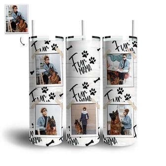 Custom Fur Mama Theme Polaroid Photo Skinny Tumbler | Custom Photo | Dog Mom Gifts | Personalized Dog Mom Skinny Tumbler - Seseable