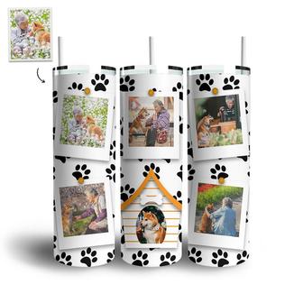 Custom Paw Print Photo Skinny Tumbler | Custom Photo | Best Gifts For Dog Moms | Personalized Dog Mom Skinny Tumbler - Seseable