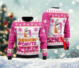 Personalized Du-nkin Don-uts Christmas Sweater, Du-nkin Don-uts Sweatshirt, Fast Food All Over Print Sweater | Favorety DE