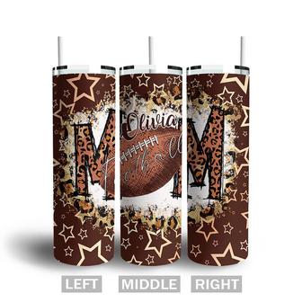 Custom Football Mom US Flag Tumbler | Custom Name | Gifts Idea For Football Mom | Personalized Football Mom Skinny Tumbler - Seseable