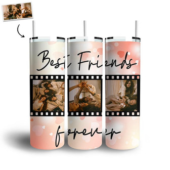 Custom Best Friend Forever Skinny Tumbler | Custom Photo | Friendship | Personalized Friends Skinny Tumbler - Seseable