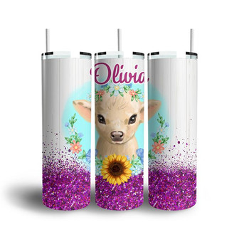 Custom Goat Floral Crown Skinny Tumbler, Custom Name, Cute Gift For Goat Lovers, Personalized Goat Skinny Tumbler - Seseable