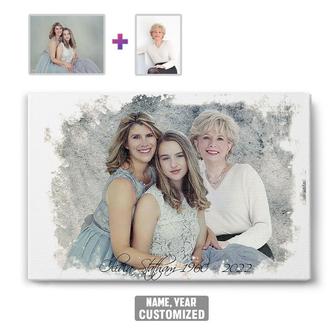 Custom Vintage Add Deceased Loved One To Picture Canvas | Custom Photo | Memorial Combine Photos Gifts | Personalized Memorial Canvas - Seseable