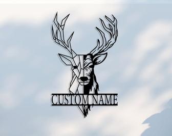 Personalized Metal Deer Head Sign, Custom Deer Antler Decor, Farmhouse Decor, Outdoor Large Sign - Thegiftio UK