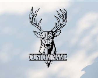 Personalized Metal Deer Head Sign, Custom Deer Antler Decor, Farmhouse Decor, Outdoor Large Sign - Thegiftio