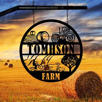 Personalized Metal Farm Sign, Custom Ranch House Metal Sign, Unique Birthday Gift, Christmas Gift for Dad - Thegiftio UK