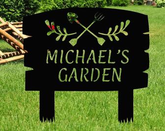 Personalized Metal Garden Sign With Stakes, Garden Decoration Metal Sign, Front Door Stake - Thegiftio