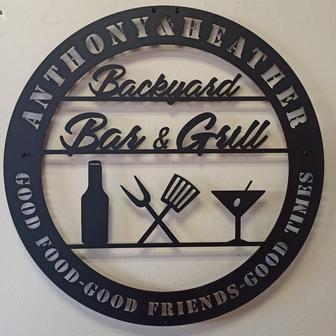 Personalized Metal Sign for Bars and BBQ, Custom Bar and Grill Unique Metal Decor, BBQ Lovers Metal Wall Decor - Thegiftio UK