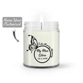 Custom In Loving Of Memory Butterfly Candle | Custom Photo | Missing My Mother In Heaven | Personalized Mom Memorial Candle - Seseable