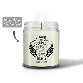 Custom I Have An Angel In Heaven I Call Her Mom Wing Candle | Custom Photo | Missing My Mother In Heaven | Personalized Mom Memorial Candle - Seseable