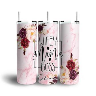 Custom Wifey Mama Boss Skinny Tumbler, Custom Name, Mom Gifts, Personalized Mom Skinny Tumbler - Seseable