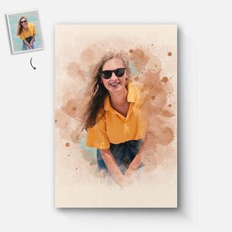Custom Watercolor Painting Effect From Photo Portrait of Mom Grandma Auntie Photo Portrait Canvas | Custom Photo | Birthday Gift for Her | Personalized Mothers Day Photo Canvas - Seseable