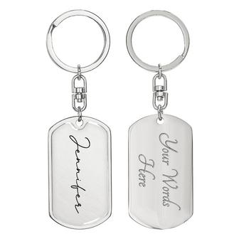 Custom Handwritten Signature Keychain With Back Engraving | Unique Birthday Gifts | Personalized Name Dog Tag Keychain - Seseable