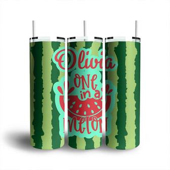 Custom One In A Melon Skinny Tumbler, Custom Name, Cute Name Gift, Watermelon, Personalized Name Skinny Tumbler | Seseable UK