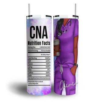 Custom Nurse CNA Nutrition Facts Skinny Tumbler, Custom Name, Nurse Job, Personalized Nurse Skinny Tumbler - Seseable