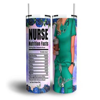 Custom Nurse Nutrition Facts Skinny Tumbler, Custom Name, Awesome Nurse, Nurse Job, Personalized Nurse Skinny Tumbler - Seseable