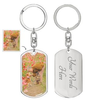 Custom 1 Photo Keychain With Back Engraving | Birthday Gifts | Personalized Photo Dog Tag Keychain - Seseable