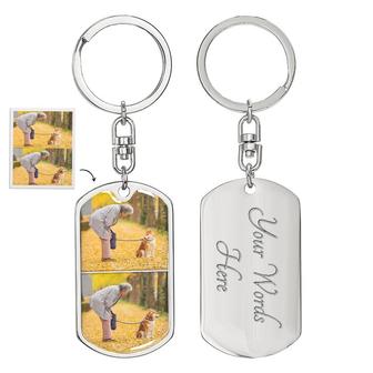 Custom 2 Photo Keychain With Back Engraving | Birthday Gifts | Personalized Photo Dog Tag Keychain - Seseable