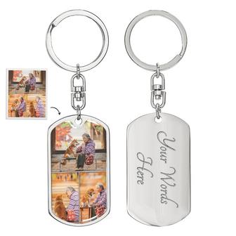 Custom 3 Photo Keychain With Back Engraving | Birthday Gifts | Personalized Photo Dog Tag Keychain - Seseable