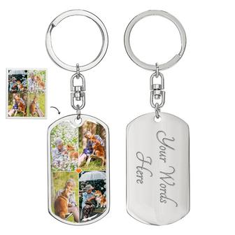 Custom 4 Photo Keychain With Back Engraving | Birthday Gifts | Personalized Photo Dog Tag Keychain - Seseable