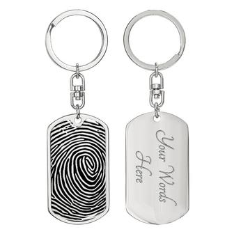 Custom Finger All Print Dog Photo With Back Engraving Keychain, Birthday Gifts, Personalized Photo Dog Tag Keychain - Seseable