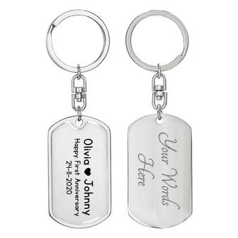 Custom First Day Love Threshold Keychain With Back Engraving | Anniversary Gifts | Personalized Photo Dog Tag Keychain - Seseable