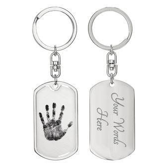 Custom Hand Print Keychain With Back Engraving | Unique Birthday Gifts For Baby | Personalized Photo Dog Tag Keychain - Seseable