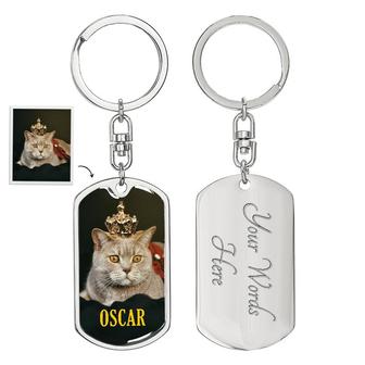 Custom Pet Photo And Name With Back Engraving Keychain, Birthday Gifts For Pet Lovers, Personalized Photo Dog Tag Keychain - Seseable