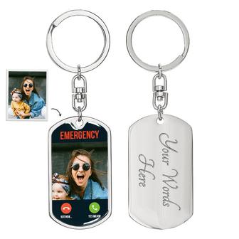Custom Phone Is Calling Keychain With Back Engraving | Funny Birthday Gifts | Personalized Photo Dog Tag Keychain - Seseable