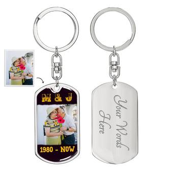 Custom Photo And Name 1 Keychain With Back Engraving | Best Birthday Gifts | Personalized Photo Dog Tag Keychain - Seseable