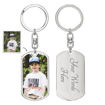 Custom Photo And Name With Back Engraving Keychain | Birthday Gifts | Personalized Photo Dog Tag Keychain - Seseable