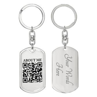 Custom QR Code Personal Keychain With Back Engraving | Birthday Gifts | Personalized Photo Dog Tag Keychain - Seseable