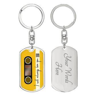 Custom Song Message Cassette QR Code Keychain With Back Engraving | Birthday Gifts | Song Retro Tape | Personalized Photo Dog Tag Keychain - Seseable