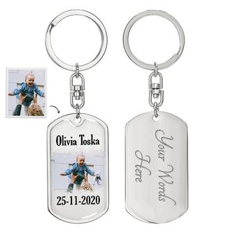 Custom Photo And Name 2 Dog Tag With Back Engraving | Best Birthday Gifts | Personalized Photo Dog Tag Keychain - Seseable