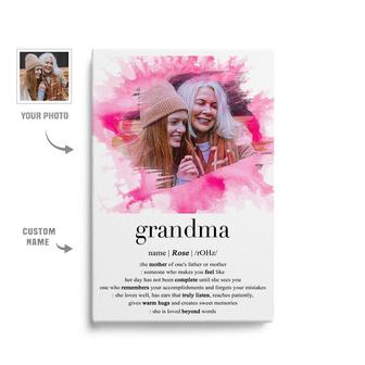 Custom Grandma Definition Watercolor Portrait Canvas | Custom Photo | Mothers Day Gifts For Grandma | Personalized Photo Mothers Day Canvas | Seseable CA