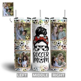 Custom Soccer Mom Ball Pattern Tumbler | Custom Photo | Gifts For Soccer Mom | Mothers Day | Personalized Soccer Mom Skinny Tumbler - Seseable