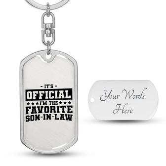 Custom I Am Favorite Son In Law Keychain With Back Engraving | Cool Birthday Gift | Personalized Son Dog Tag Keychain - Seseable