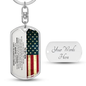 Custom To My Son Dog Love You Always Flag Keychain With Back Engraving | Birthday Son Gifts | Personalized Son Dog Tag Keychain - Seseable