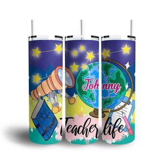 Custom Geography Teacher Life Skinny Tumbler, Custom Name, Cool Gift For Teacher, Personalized Teacher Skinny Tumbler - Seseable