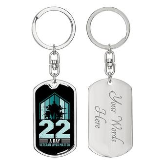 Custom 22 A Day Veteran Keychain With Back Engraving | Best Birthday Gifts | Personalized Veteran Dog Tag Keychain - Seseable